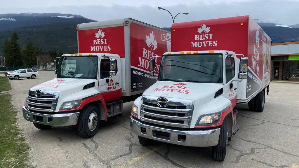 Trucks of the office moving company in Calgary